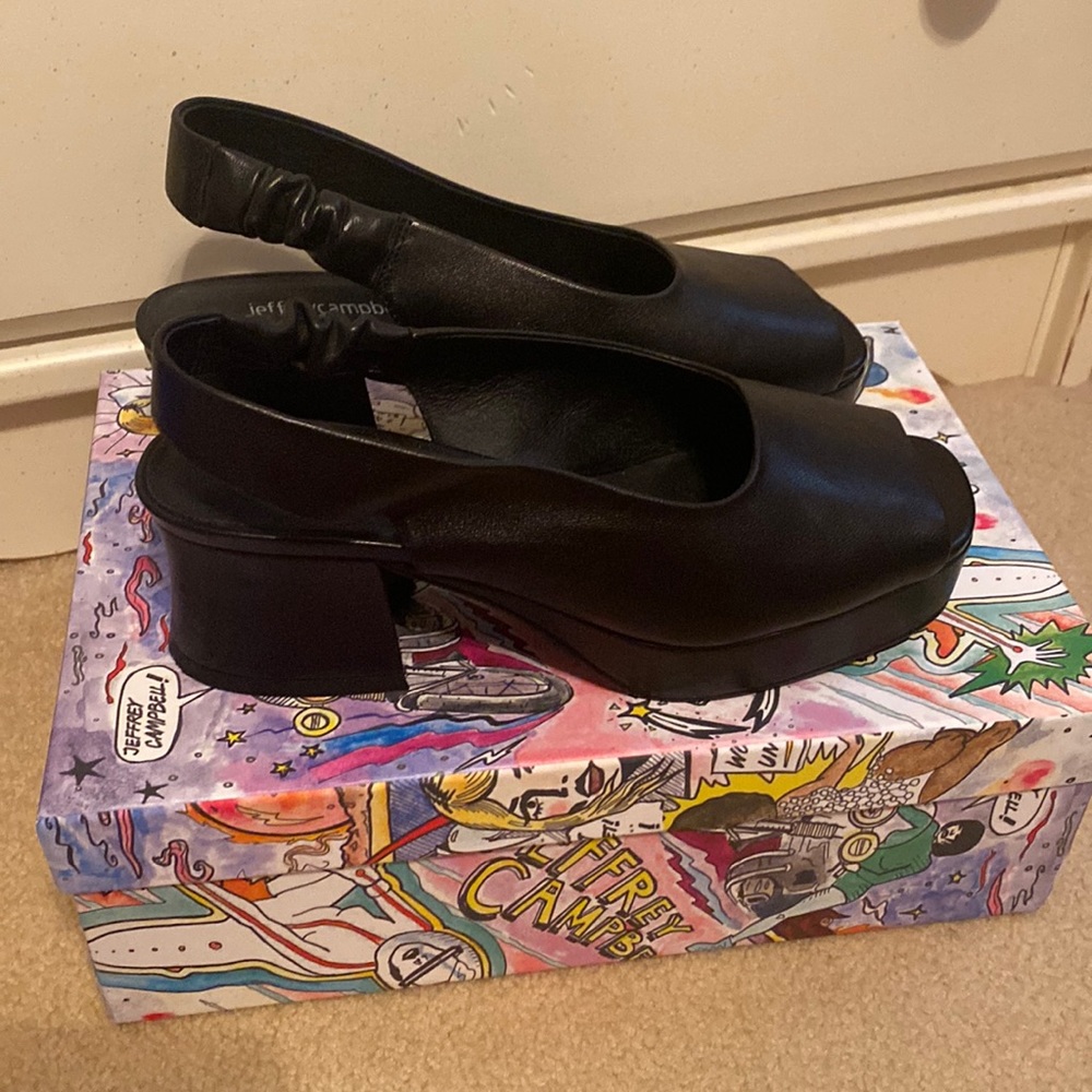 Jeffrey Campbell Extendo Platform Slingback Sandal- Black Size 7
